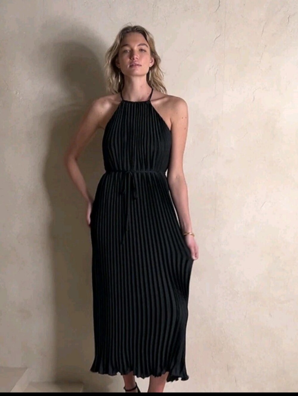 Banana Republic Pleated Midi Halter Dress